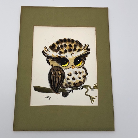 Vintage Owl Watercolor Painting by Lois Mae Thayer - Picture 10 of 11